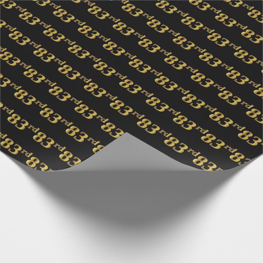 Black, Faux Gold 83rd (80-derde) event Cadeaupapier (Hoek)