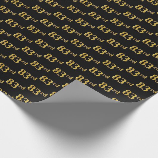 Black, Faux Gold 83rd (80-derde) event Cadeaupapier (Hoek)