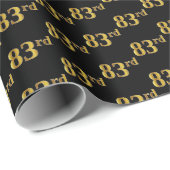 Black, Faux Gold 83rd (80-derde) event Cadeaupapier (Rol Hoek)