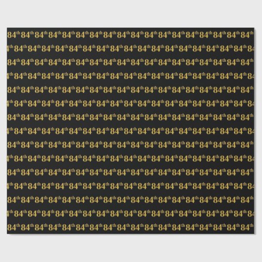 Black, Faux Gold 84th (84ste) event Cadeaupapier (Vlak)
