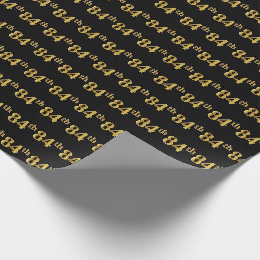 Black, Faux Gold 84th (84ste) event Cadeaupapier (Hoek)