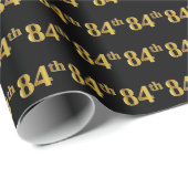 Black, Faux Gold 84th (84ste) event Cadeaupapier (Rol Hoek)