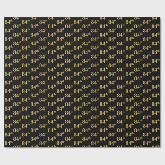 Black, Faux Gold 84th (84ste) event Cadeaupapier (Vlak)