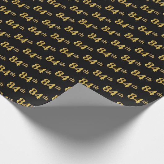 Black, Faux Gold 84th (84ste) event Cadeaupapier (Hoek)
