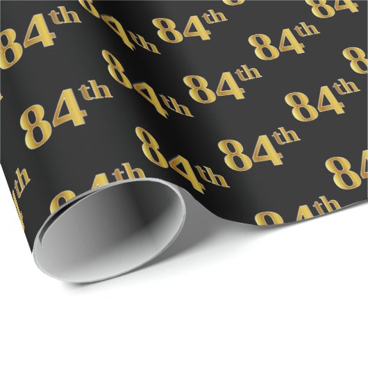 Black, Faux Gold 84th (84ste) event Cadeaupapier (Rol Hoek)