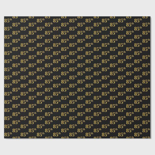 Black, Faux Gold 85th (85th) Event Cadeaupapier (Vlak)