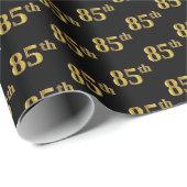 Black, Faux Gold 85th (85th) Event Cadeaupapier (Rol Hoek)