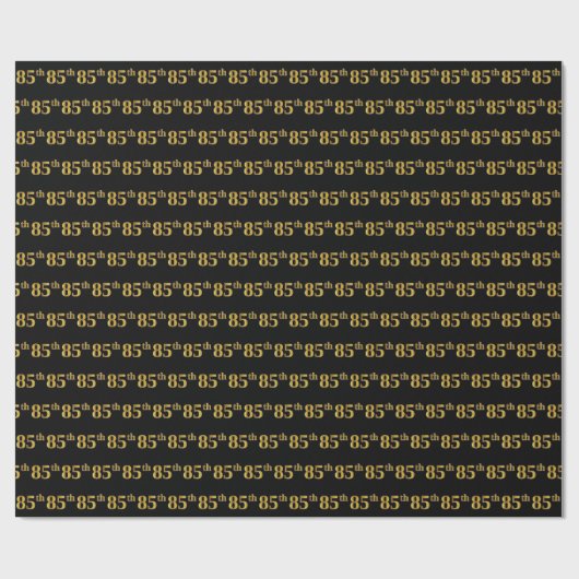 Black, Faux Gold 85th (85th) Event Cadeaupapier (Vlak)
