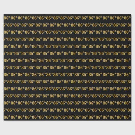 Black, Faux Gold 86th (86th) Event Cadeaupapier (Vlak)