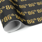 Black, Faux Gold 86th (86th) Event Cadeaupapier (Rol Hoek)