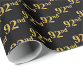 Black, Faux Gold 92nd (negenennegentig) event Cadeaupapier (Rol Hoek)