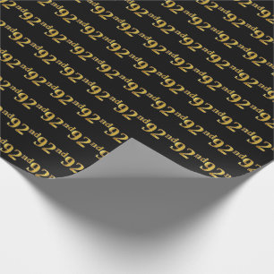 Black, Faux Gold 92nd (negenennegentig) event Cadeaupapier