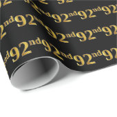 Black, Faux Gold 92nd (negenennegentig) event Cadeaupapier (Rol Hoek)