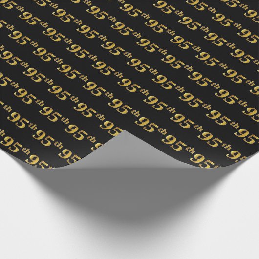 Black, Faux Gold 95th (negenenvijftig) event Cadeaupapier (Hoek)