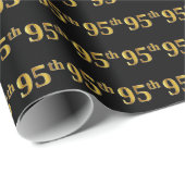 Black, Faux Gold 95th (negenenvijftig) event Cadeaupapier (Rol Hoek)