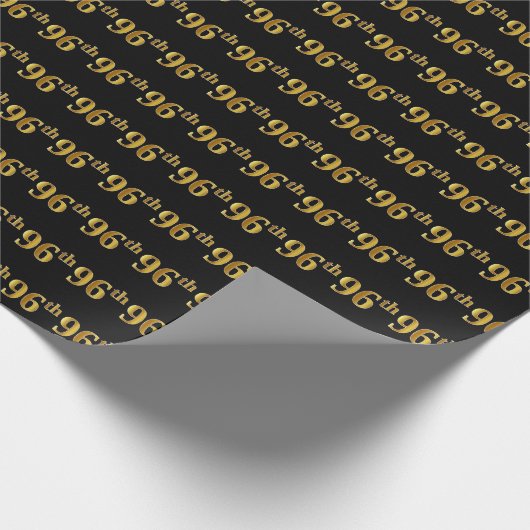 Black, Faux Gold 96th (96th) Event Cadeaupapier (Hoek)