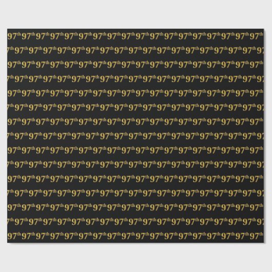 Black, Faux Gold 97th (97th) Event Cadeaupapier (Vlak)