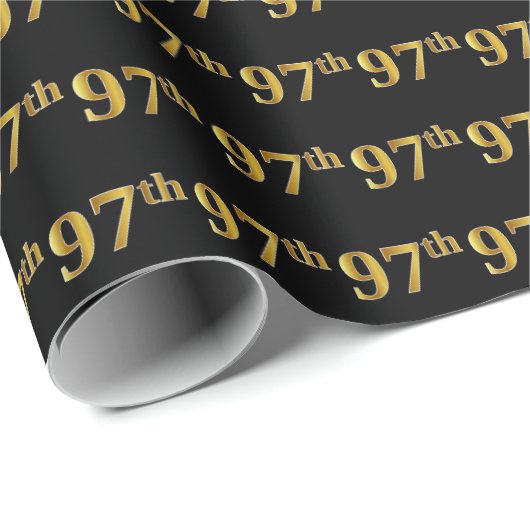 Black, Faux Gold 97th (97th) Event Cadeaupapier (Rol Hoek)