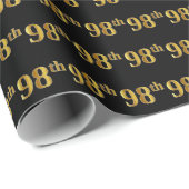 Black, Faux Gold 98th (negenenennegentig) event Cadeaupapier (Rol Hoek)