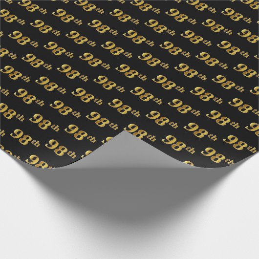 Black, Faux Gold 98th (negenenennegentig) event Cadeaupapier (Hoek)