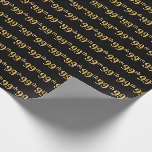 Black, Faux Gold 99th (negenennegentig) event Cadeaupapier (Hoek)