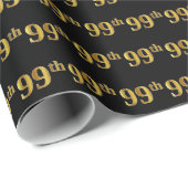 Black, Faux Gold 99th (negenennegentig) event Cadeaupapier (Rol Hoek)