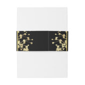 Black & Faux Gold Babys Breath Floral Wedding Uitnodigingen Wikkel (Achterkant Voorbeeld)