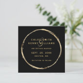 Black Faux Gold Circle Lijst Foto bruiloft Save The Date (Staand voorkant)