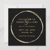 Black Faux Gold Circle Lijst Foto bruiloft Save The Date (Voorkant)