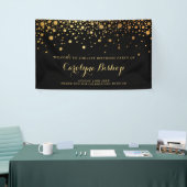 Black | Faux Gold Confetti Birthday Party Banner (Beurs)