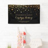 Black | Faux Gold Confetti Graduer Party Banner (Insitu)