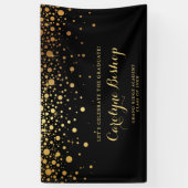 Black | Faux Gold Confetti Graduer Party Banner (Verticaal)