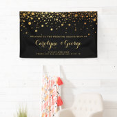 Black | Faux Gold Confetti Wedding Welcome Banner (Insitu)