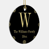 Black Faux Gold Custom Monogram Name Kerstmis Keramisch Ornament (Rechts)