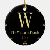 Black Faux Gold Custom Monogram Name Kerstmis Keramisch Ornament (Voorkant)