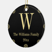 Black Faux Gold Custom Monogram Name Kerstmis Keramisch Ornament (Links)