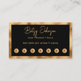 Black & Faux Gold Foil Flat Loyalty Kaart
