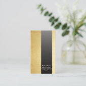 Black Faux Gold Foil Metal Stripe Wedding Planner Visitekaartje (Staand voorkant)