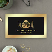 Black Faux Gold Foil Taj Mahal Reisagent Visitekaartje