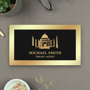 Black Faux Gold Foil Taj Mahal Reisagent Visitekaartje
