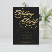 Black & Faux Gold Folie Kalligrafie Formele bruilo Informatiekaartje (Staand voorkant)