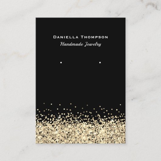 Black Faux Gold Glitter Jeweling Earring Display Visitekaartje (Voorkant)
