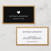 Black Faux Gold Glitter-Romance Auteur Visitekaartje (Voorkant / Achterkant)