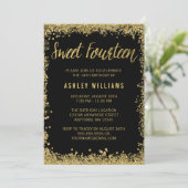 Black Faux Gold Glitter Sweet 14e verjaardagsfeest Kaart (Staand voorkant)