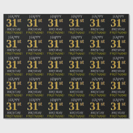 Black, Faux Gold "HAPPY 31st BIRTHDAY" Cadeaupapier