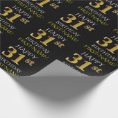 Black, Faux Gold "HAPPY 31st BIRTHDAY" Cadeaupapier (Hoek)