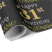 Black, Faux Gold "HAPPY 31st BIRTHDAY" Cadeaupapier (Rol Hoek)