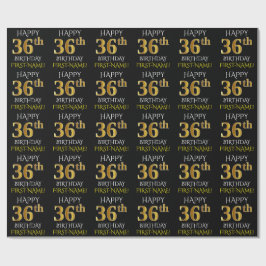 Black, Faux Gold "HAPPY 36th BIRTHDAY" Cadeaupapier