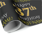Black, Faux Gold "HAPPY 37th BIRTHDAY" Cadeaupapier (Rol Hoek)