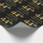 Black, Faux Gold "HAPPY 44th BIRTHDAY" Cadeaupapier (Hoek)